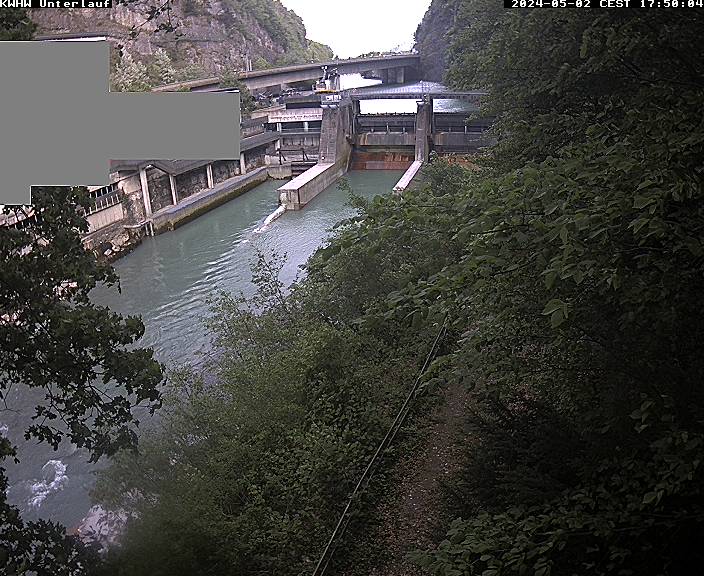Webcam mit Blick auf den Unterlauf des Kraftwerks Hochwuhr